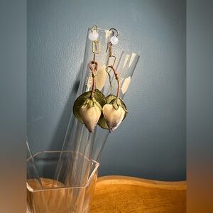 Faux flower earrings - buds and leaves